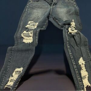 American Eagle Outfitters Blue Skinny Distressed Jeans